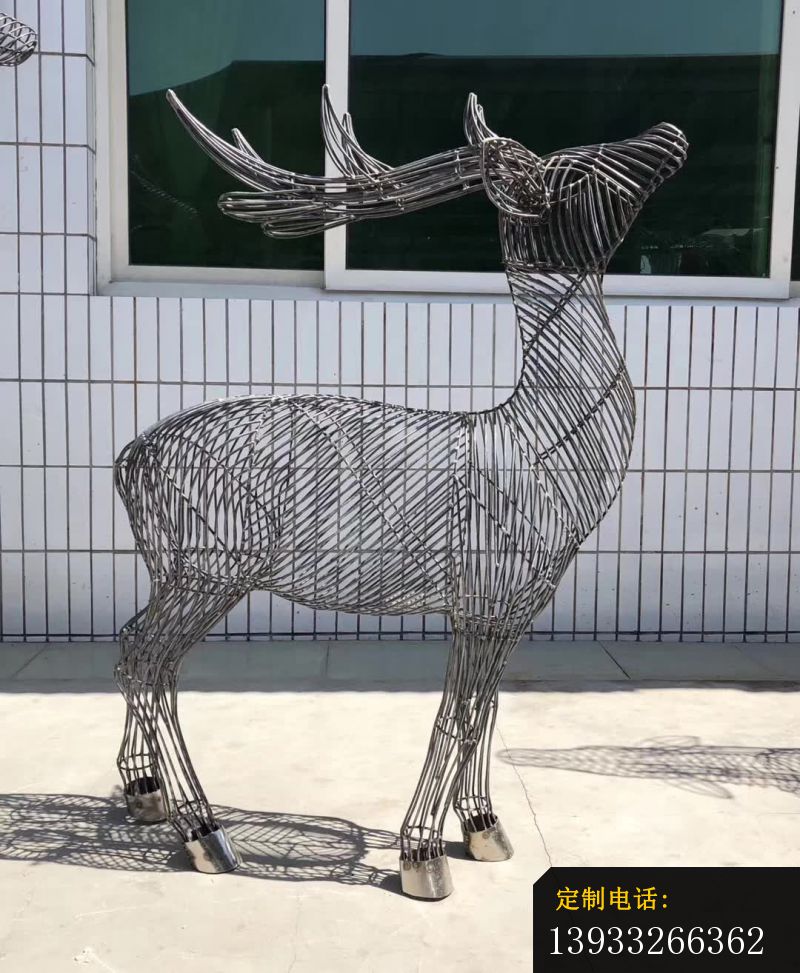 庭院不锈钢镂空鹿装饰雕塑_800*973