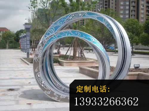 小区抽象圆环不锈钢雕塑_500*374
