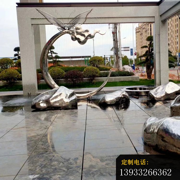 小区不锈钢抽象造型雕塑_750*750