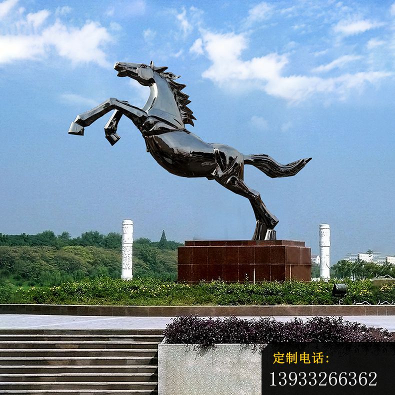 广场一往直前不锈钢奔马雕塑_790*790