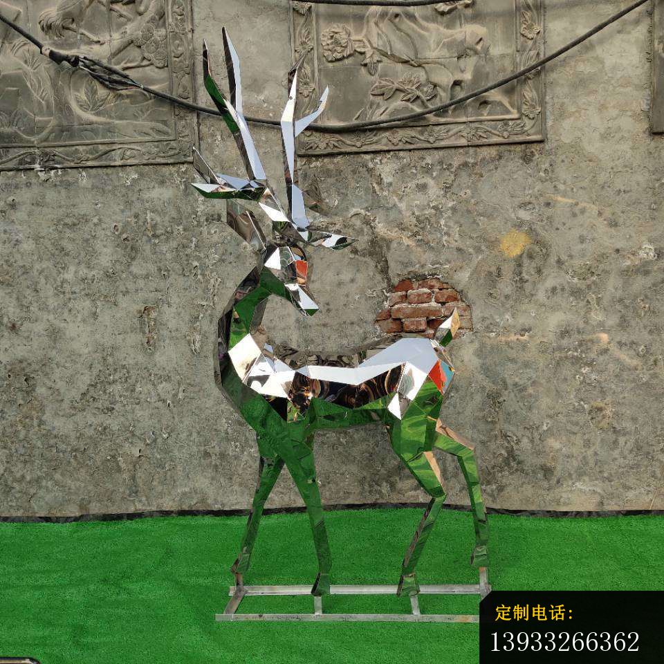 园林不锈钢抽象小鹿雕塑_960*960