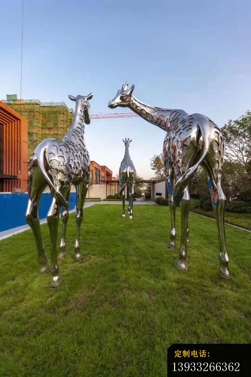 公园镂空长颈鹿不锈钢雕塑_800*1200