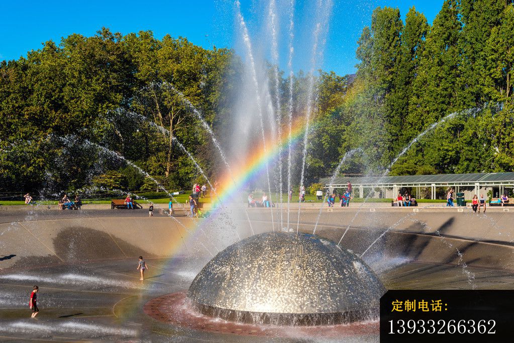 公园不锈钢半形喷泉景观雕塑_1023*683