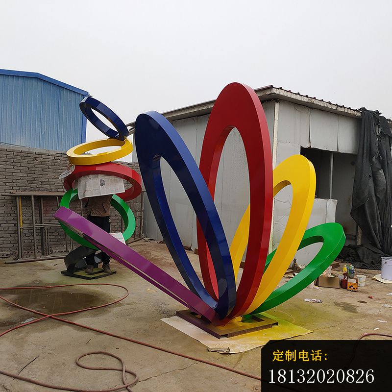 不锈钢喷绘圆环雕塑 3_800*800