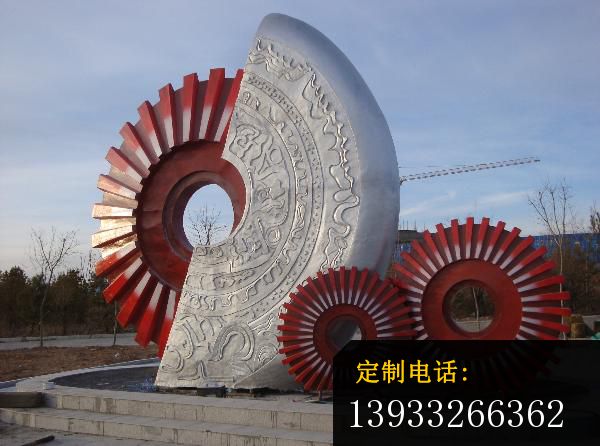 企业不锈钢抽象齿轮雕塑_600*446