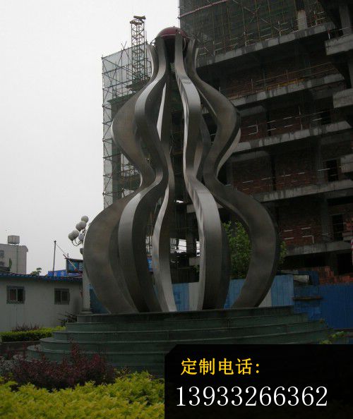 小区不锈钢抽象葫芦雕塑_500*594