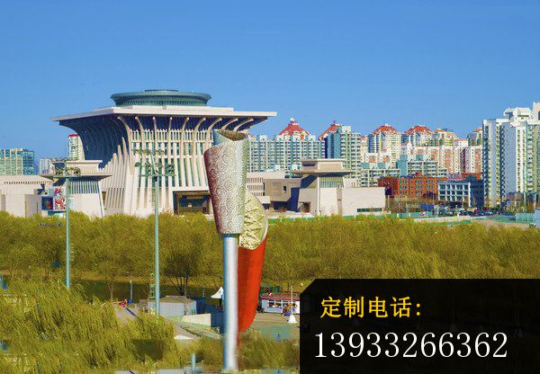 公园不锈钢抽象火炬雕塑_600*416