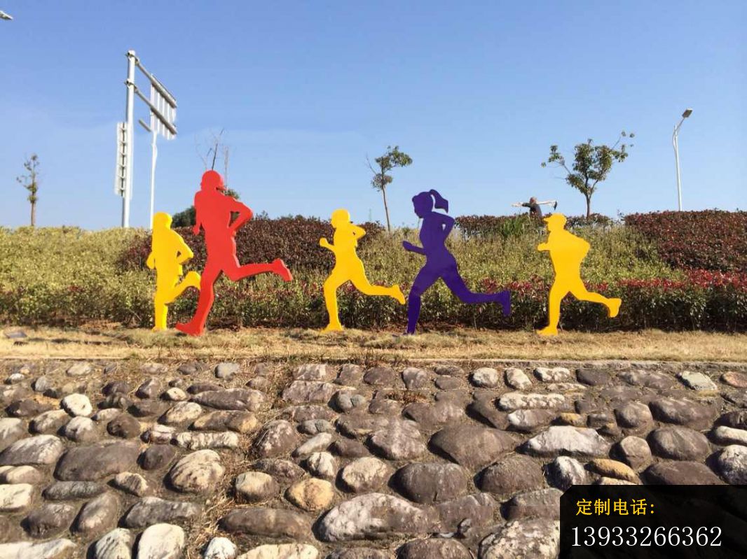 公园不锈钢抽象跑步人物雕塑_1066*799