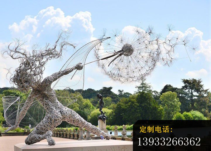 不锈钢抽象人物和蒲公英雕塑_721*516