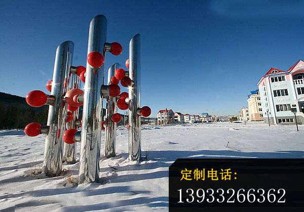 广场不锈钢抽象树雕塑_600*420