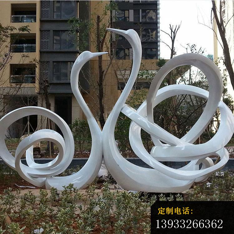小区不锈钢抽象天鹅造型雕塑_750*750