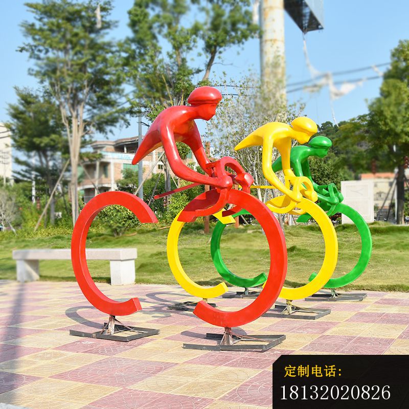 不锈钢彩色小区骑车雕塑 (1)_800*800