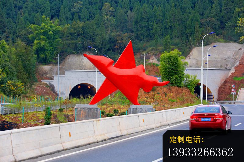 街边不锈钢抽象五角星雕塑_800*533