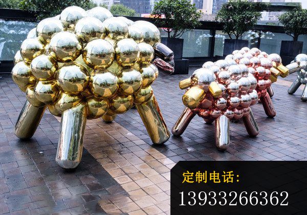 广场不锈钢抽象小羊肖恩雕塑_600*420