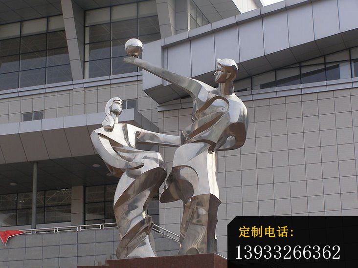 广场不锈钢艺术体操人物雕塑_732*549