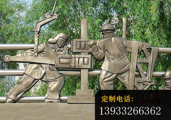 公园不锈钢工人景观雕塑_600*421