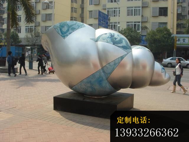 小区不锈钢海螺景观雕塑_640*480
