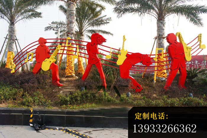 公园不锈钢剪影乐队人物雕塑_700*466