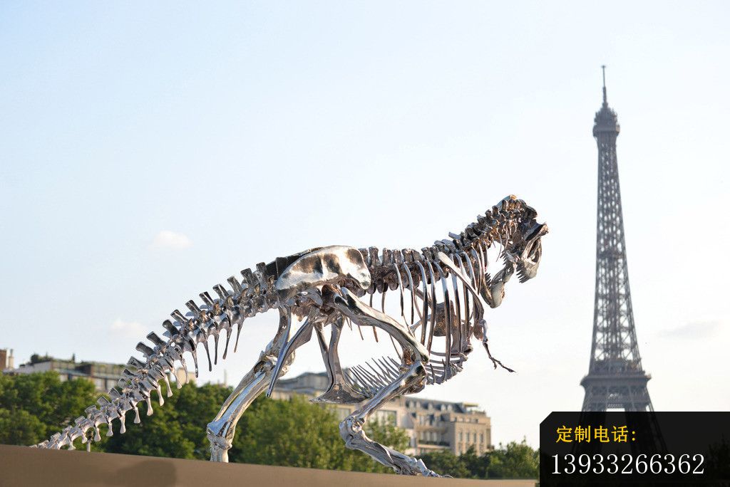 广场不锈钢恐龙化石雕塑_1024*684