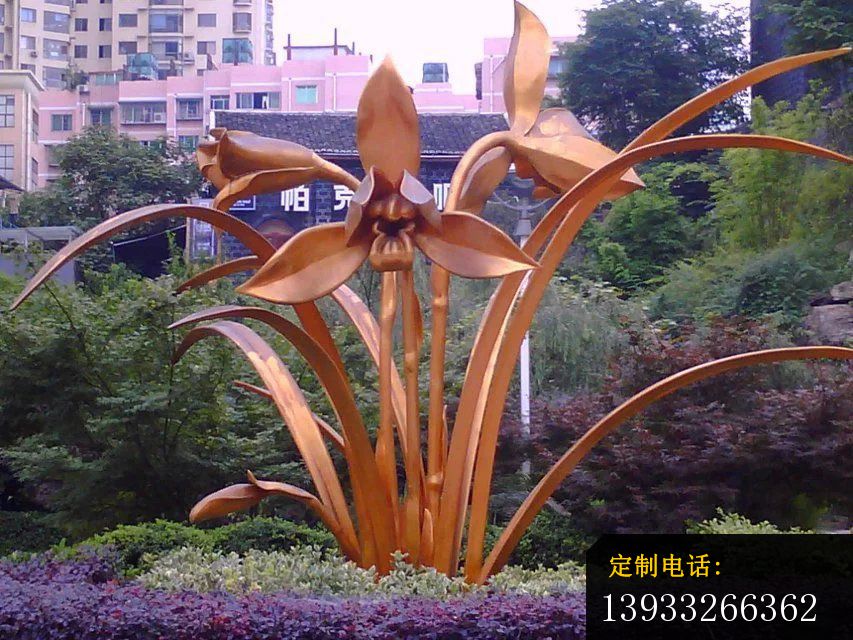 公园不锈钢兰花雕塑_853*640