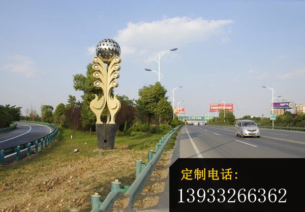 公园不锈钢镂空球装饰雕塑_600*417