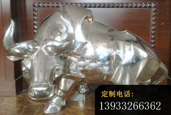 公园动物不锈钢牛雕塑_600*404