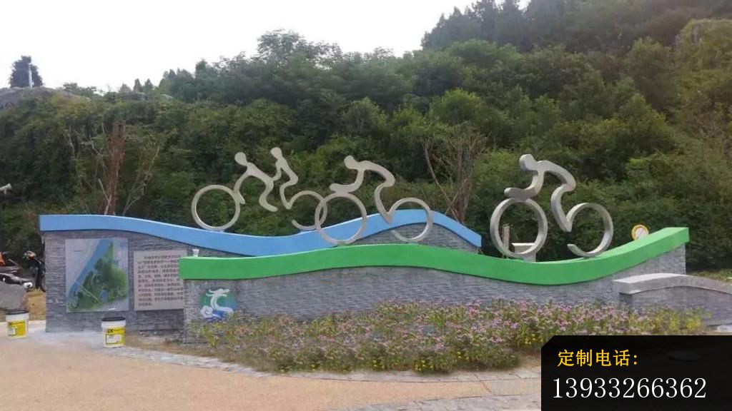 园林不锈钢骑自行车人物雕塑_1024*576