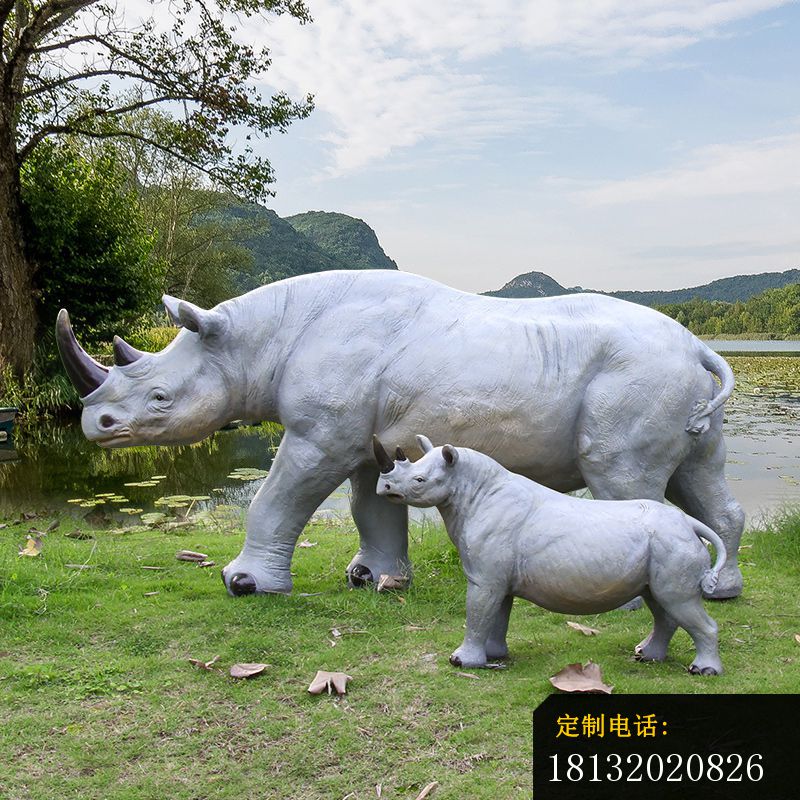 石雕犀牛母子雕塑_800*800