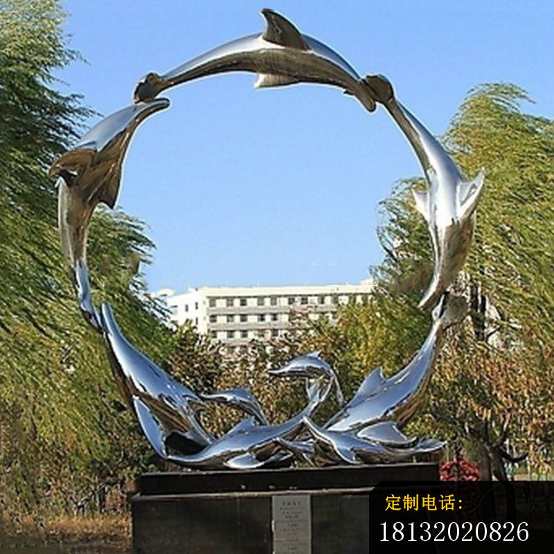 不锈钢景观海豚雕塑_800*800