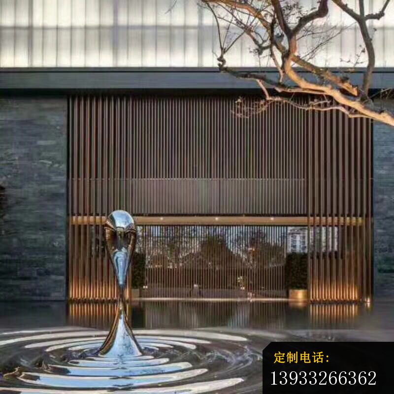 公园不锈钢水滴波纹景观雕塑_800*800
