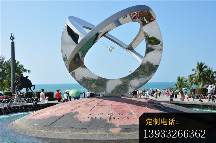 海边不锈钢天涯海角星景观雕塑_750*498