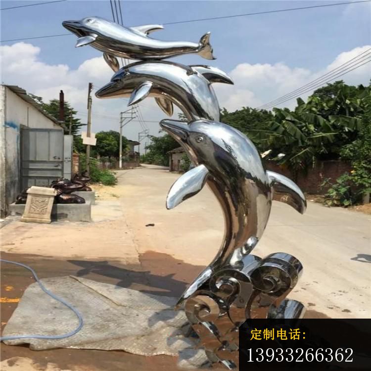 公园动物不锈钢跳跃的海豚雕塑_750*750