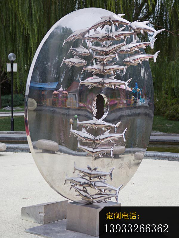 创意不锈钢鱼群雕塑_600*800