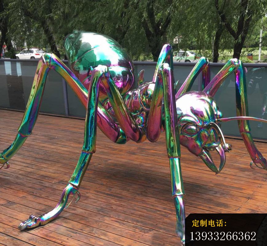 公园彩色不锈钢蚂蚁雕塑_869*800