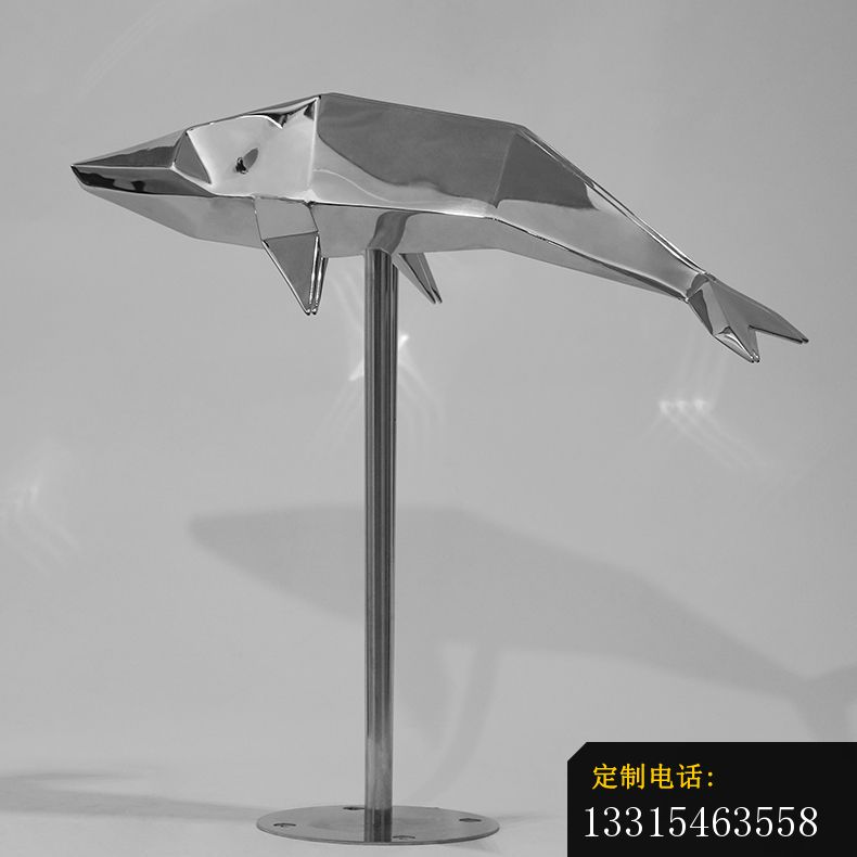 不锈钢抽象几何海豚雕塑 (1)_790*790
