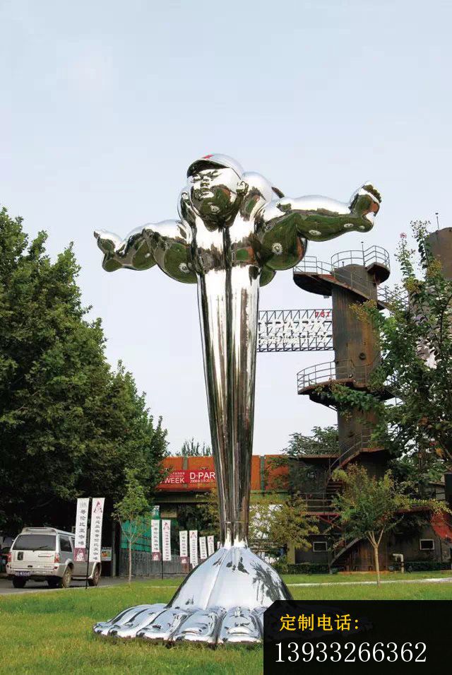 公园不锈钢抽象人物雕塑_640*955