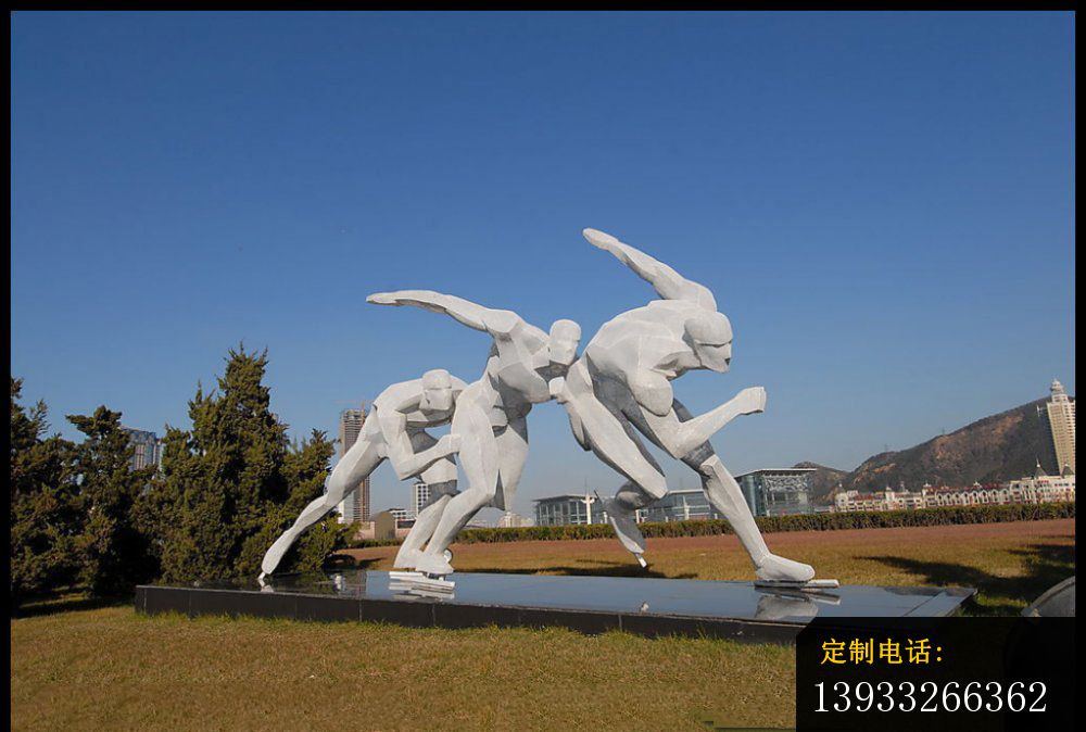 公园不锈钢抽象人物滑冰雕塑_1000*674