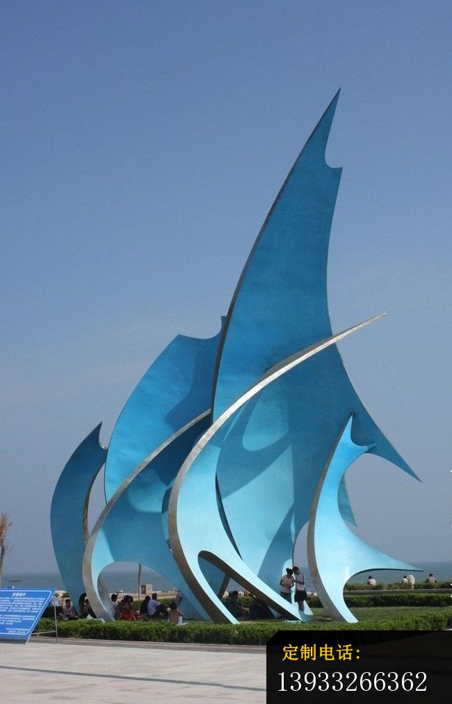 海边不锈钢风帆景观雕塑_650*1013