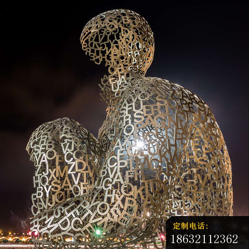 不锈钢抽象镂空字母人体造型雕塑_800*800