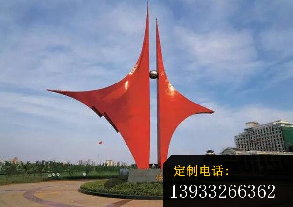 广场不锈钢抽象崛起雕塑_600*424