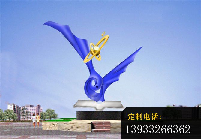 校园不锈钢科技之光抽象雕塑_670*463