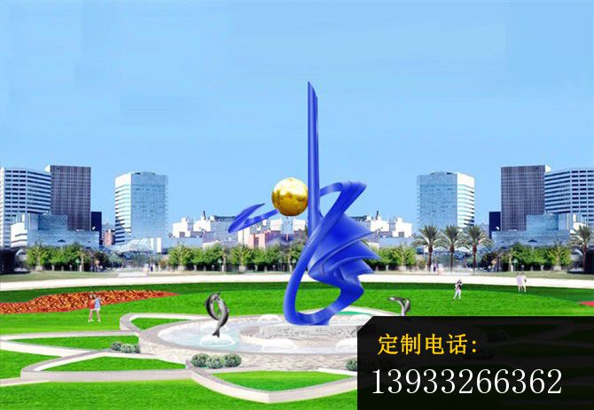 广场不锈钢抽象腾飞雕塑_670*463