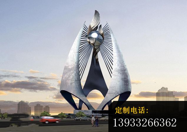 广场不锈钢抽象装饰雕塑_635*450