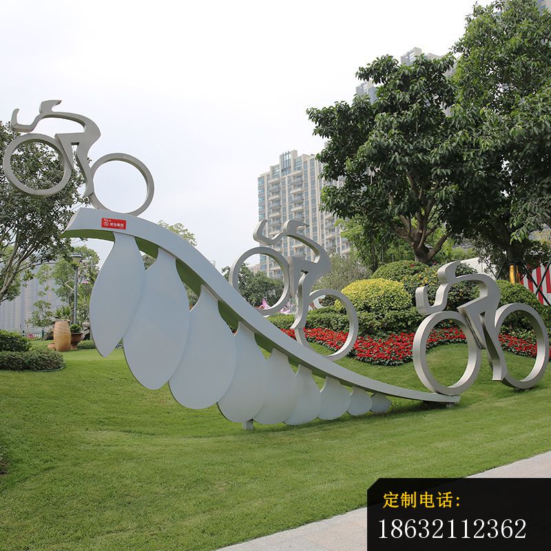 不锈钢创意赛车抽象人物雕塑 (3)_800*800