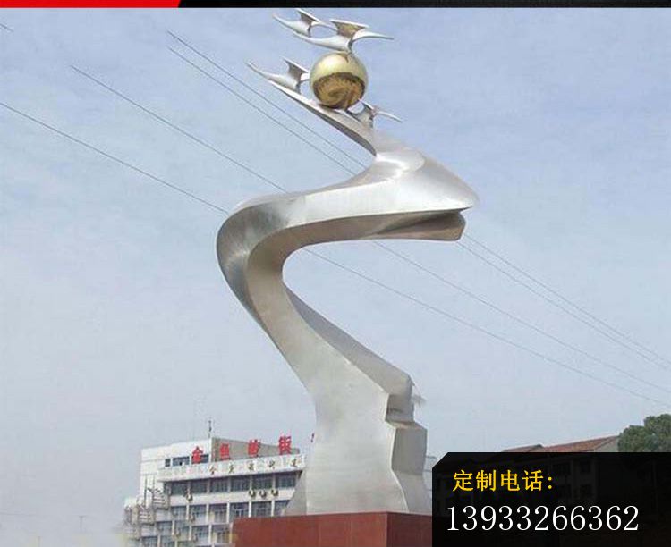 广场不锈钢抽象之球雕塑_750*612