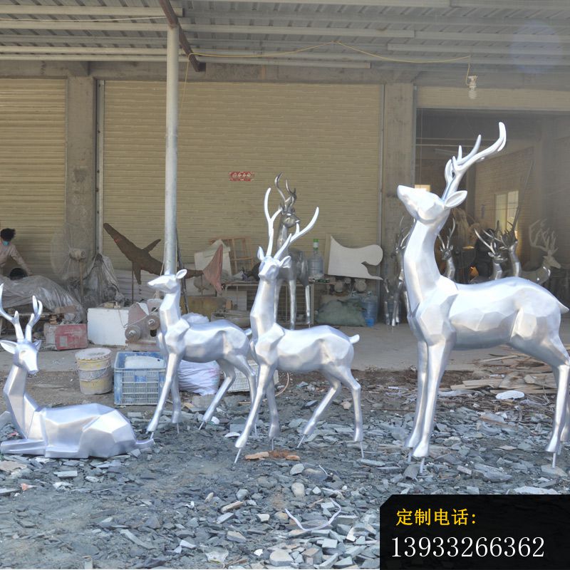公园不锈钢抽象几何鹿雕塑_800*800