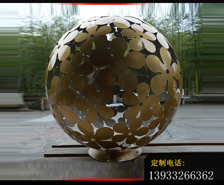园林不锈钢镂空球景观雕塑_750*621