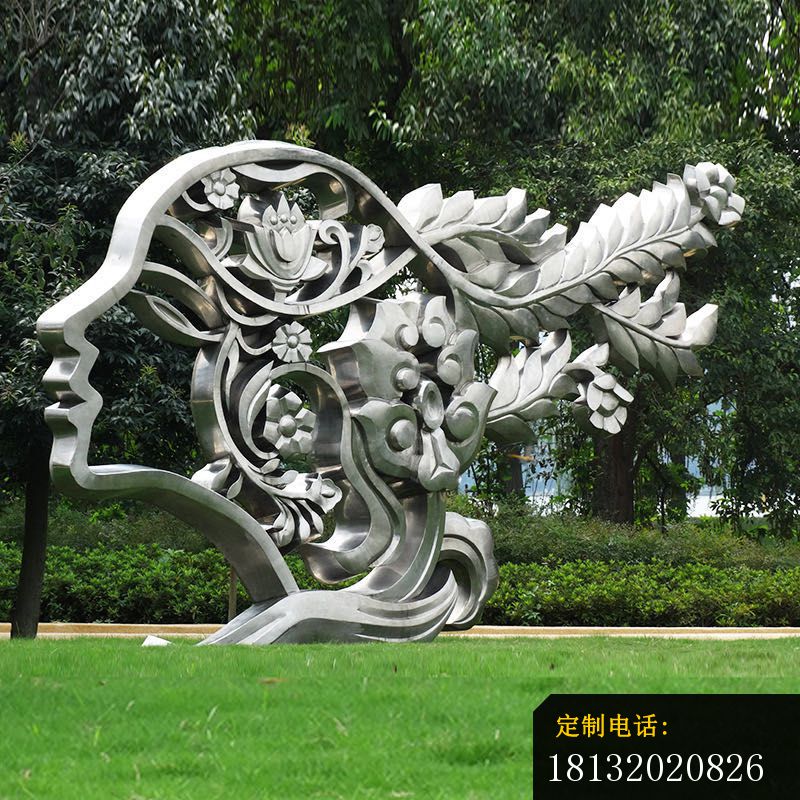 　　不锈钢抽象头像雕塑_800*800