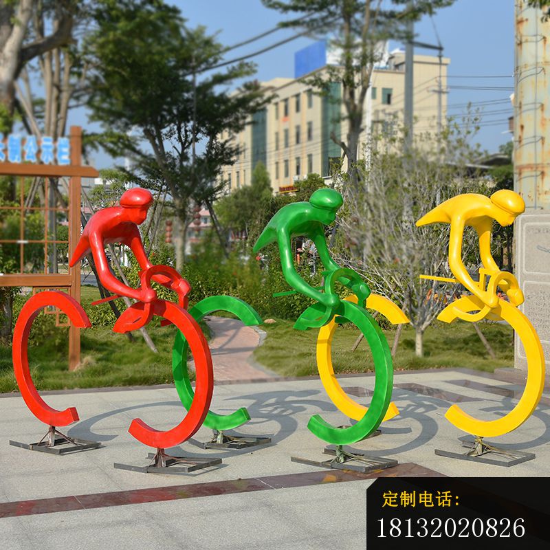 喷绘不锈钢骑车雕塑_800*800
