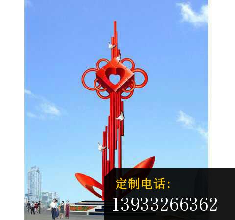 电镀不锈钢中国结景观雕塑_480*450